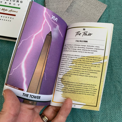 The guidebook entry for the Tower in the 2020 Visions Tarot