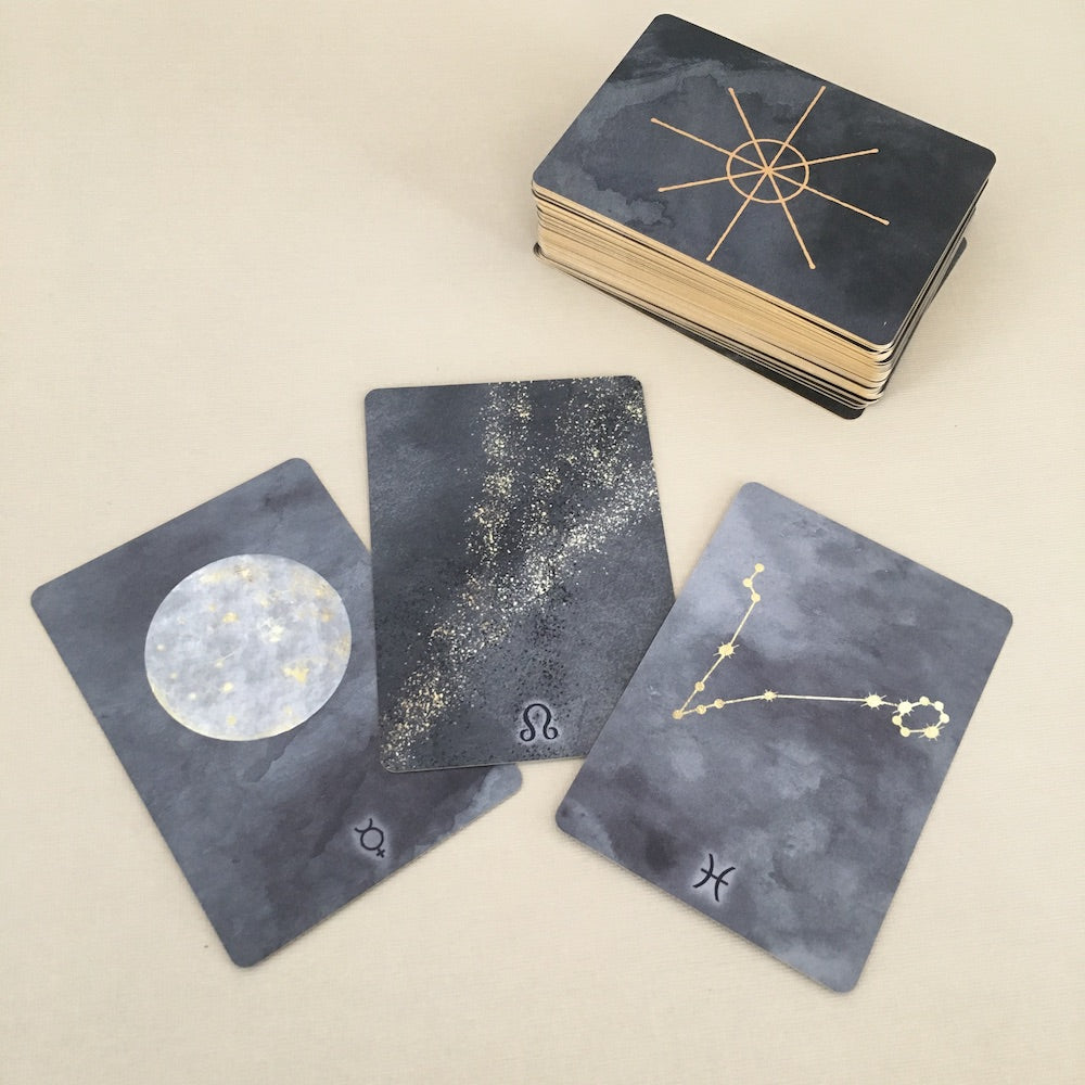 three cards from the Living Wheel Astrology deck